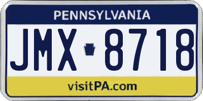 PA license plate JMX8718