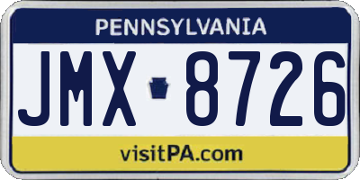 PA license plate JMX8726