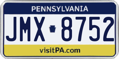 PA license plate JMX8752
