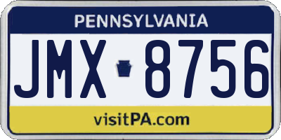PA license plate JMX8756