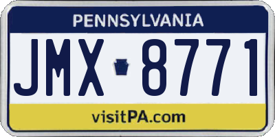 PA license plate JMX8771