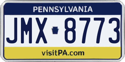 PA license plate JMX8773
