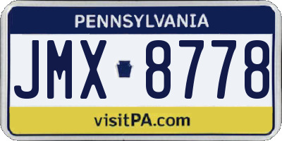 PA license plate JMX8778