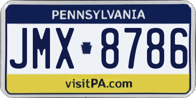 PA license plate JMX8786