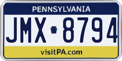 PA license plate JMX8794