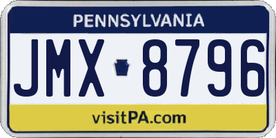 PA license plate JMX8796