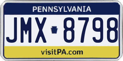 PA license plate JMX8798