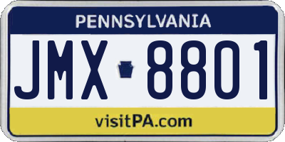 PA license plate JMX8801