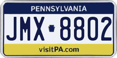 PA license plate JMX8802