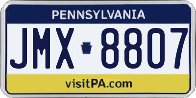 PA license plate JMX8807