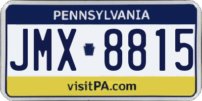 PA license plate JMX8815