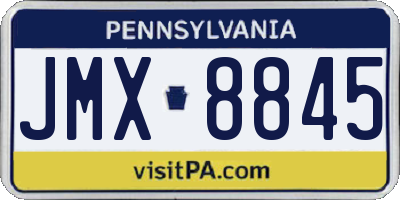 PA license plate JMX8845