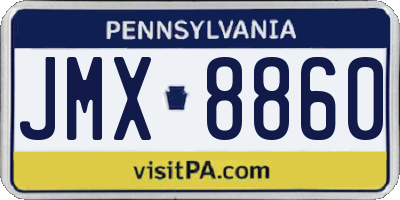 PA license plate JMX8860