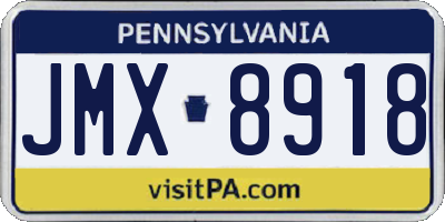 PA license plate JMX8918