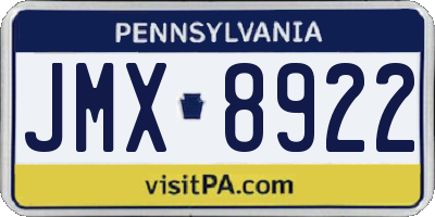 PA license plate JMX8922