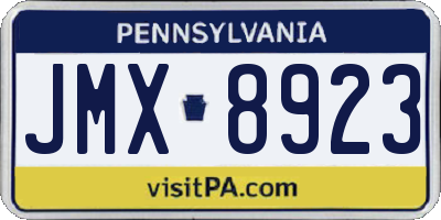 PA license plate JMX8923