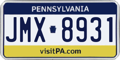 PA license plate JMX8931