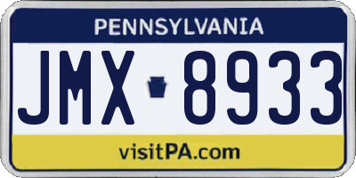 PA license plate JMX8933