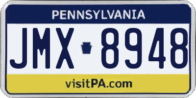 PA license plate JMX8948