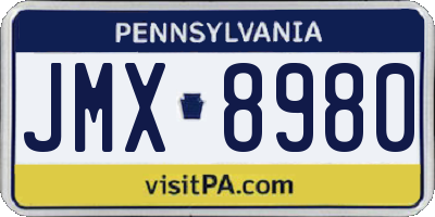 PA license plate JMX8980
