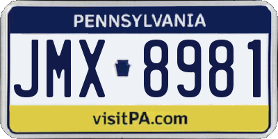 PA license plate JMX8981