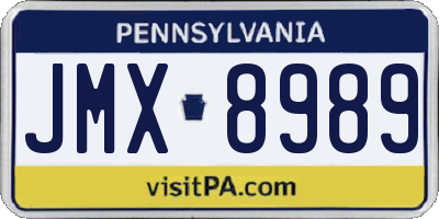 PA license plate JMX8989