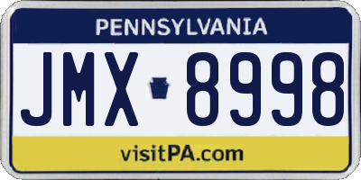 PA license plate JMX8998