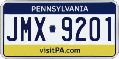 PA license plate JMX9201