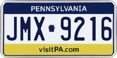 PA license plate JMX9216
