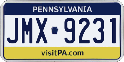 PA license plate JMX9231