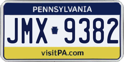 PA license plate JMX9382