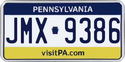 PA license plate JMX9386