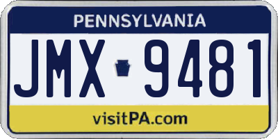 PA license plate JMX9481