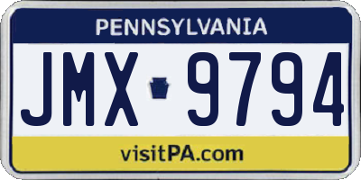 PA license plate JMX9794