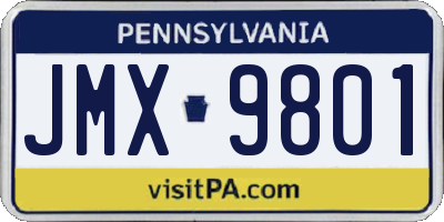PA license plate JMX9801