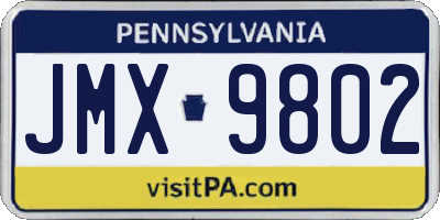PA license plate JMX9802