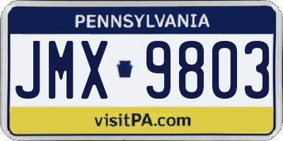 PA license plate JMX9803