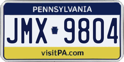 PA license plate JMX9804