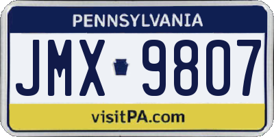 PA license plate JMX9807