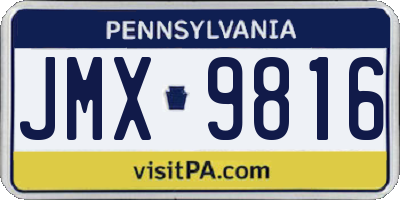PA license plate JMX9816