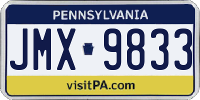 PA license plate JMX9833