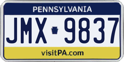 PA license plate JMX9837