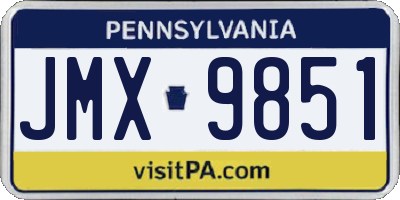 PA license plate JMX9851