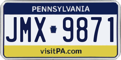 PA license plate JMX9871