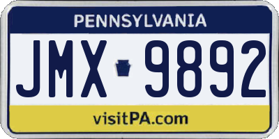 PA license plate JMX9892