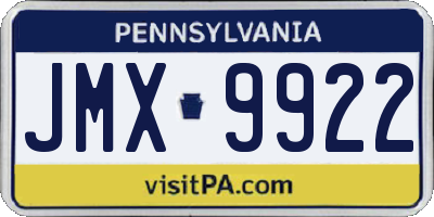 PA license plate JMX9922