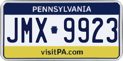 PA license plate JMX9923