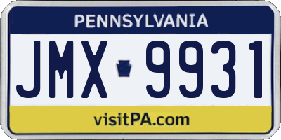 PA license plate JMX9931