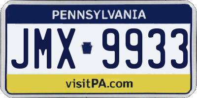 PA license plate JMX9933