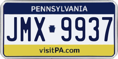 PA license plate JMX9937